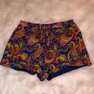 Navy Paisley Chiffon Shorts